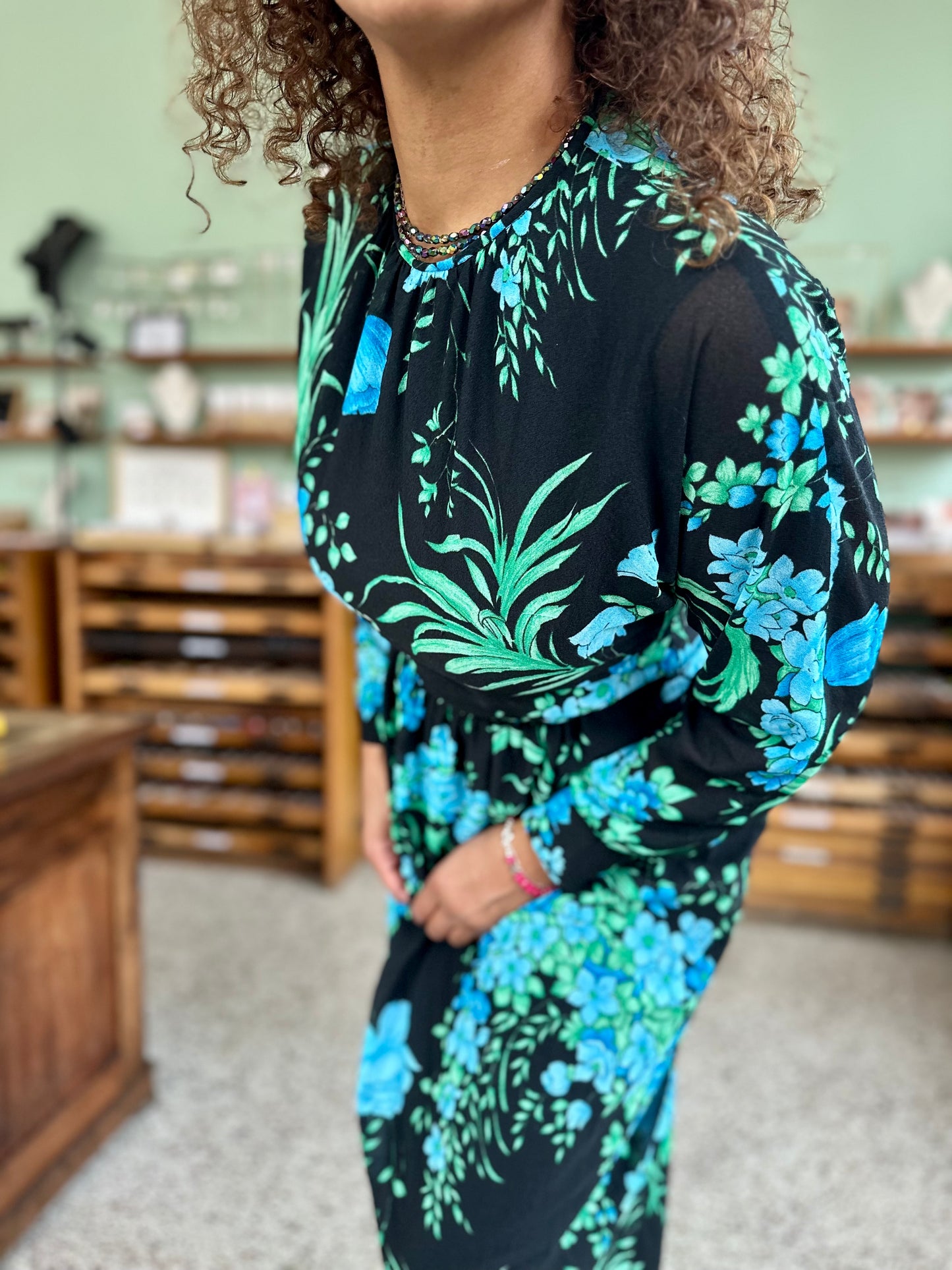 Vintage seventies maxi jurk met bloemenprint - M