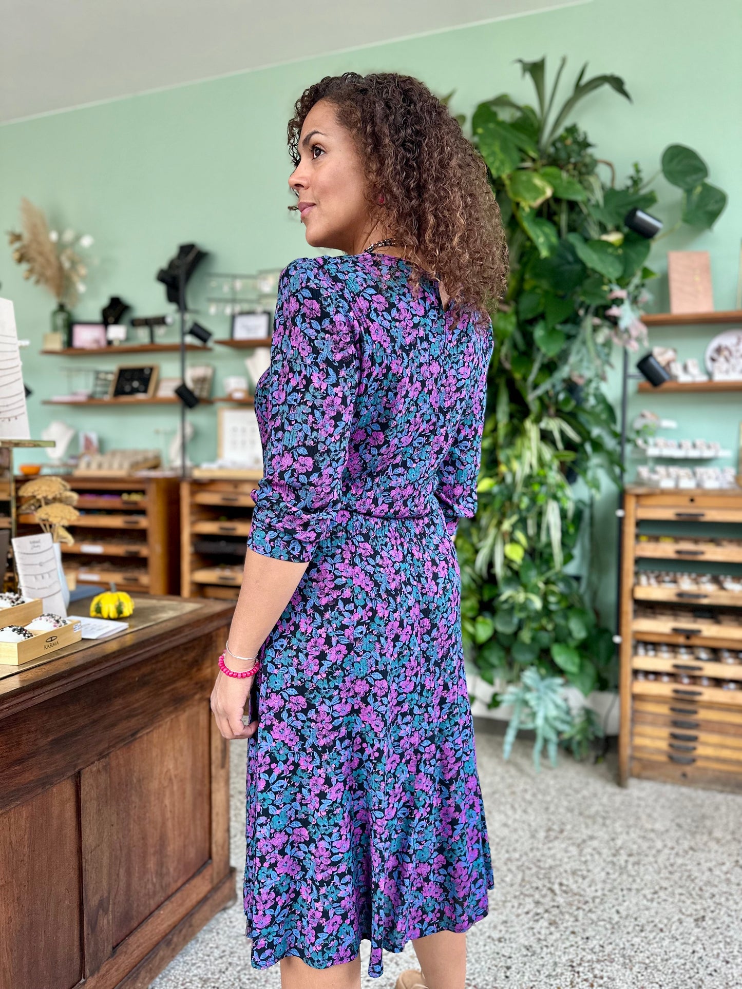 Vintage romantisch jurkje met bloemenprint - M