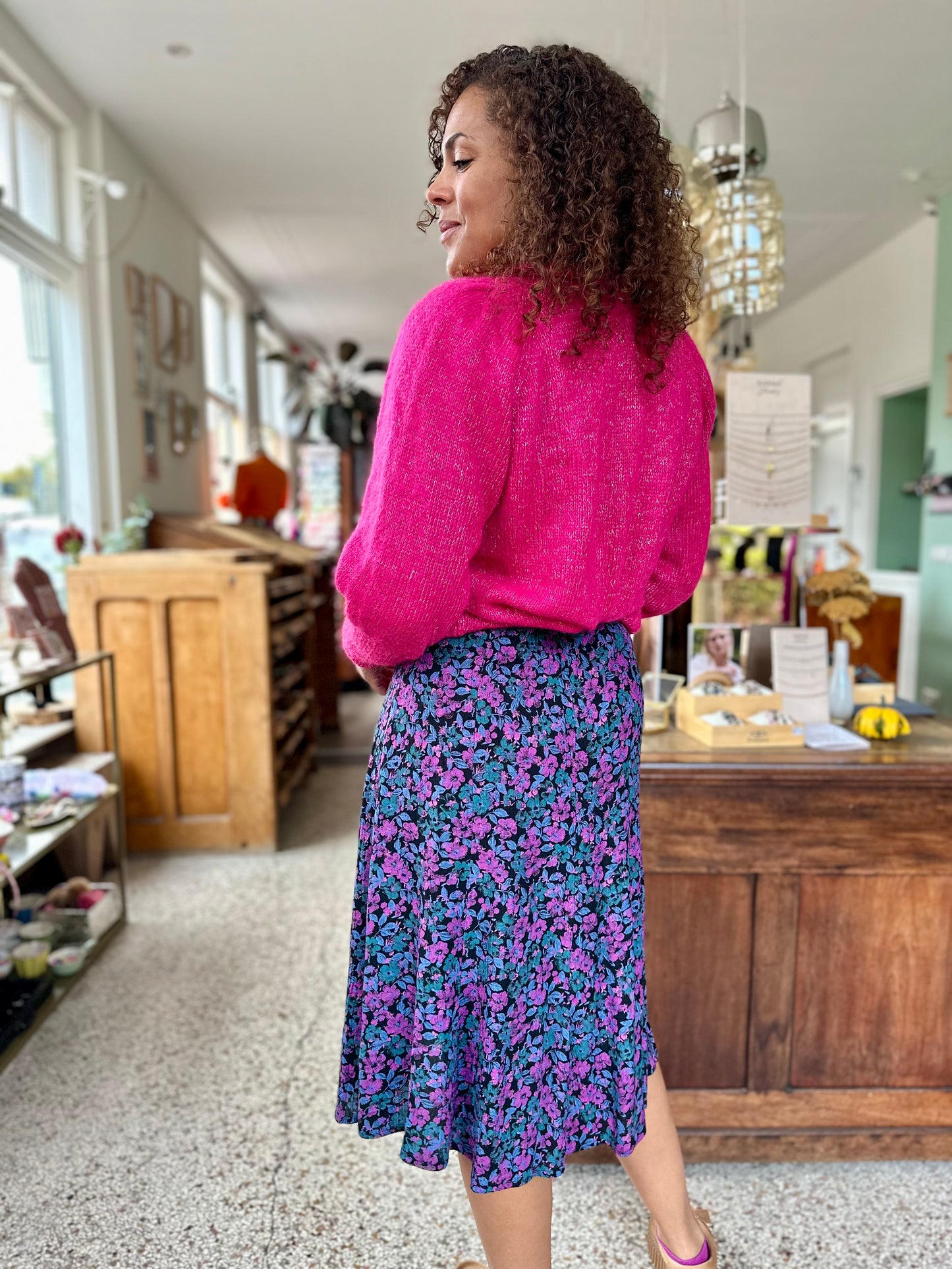 Vintage romantisch jurkje met bloemenprint - M