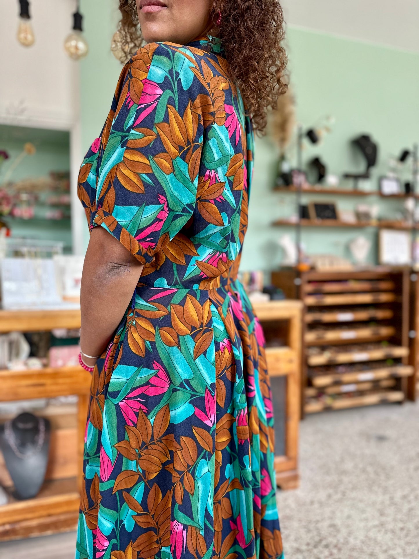 Vintage maximum botanical jurk - XL