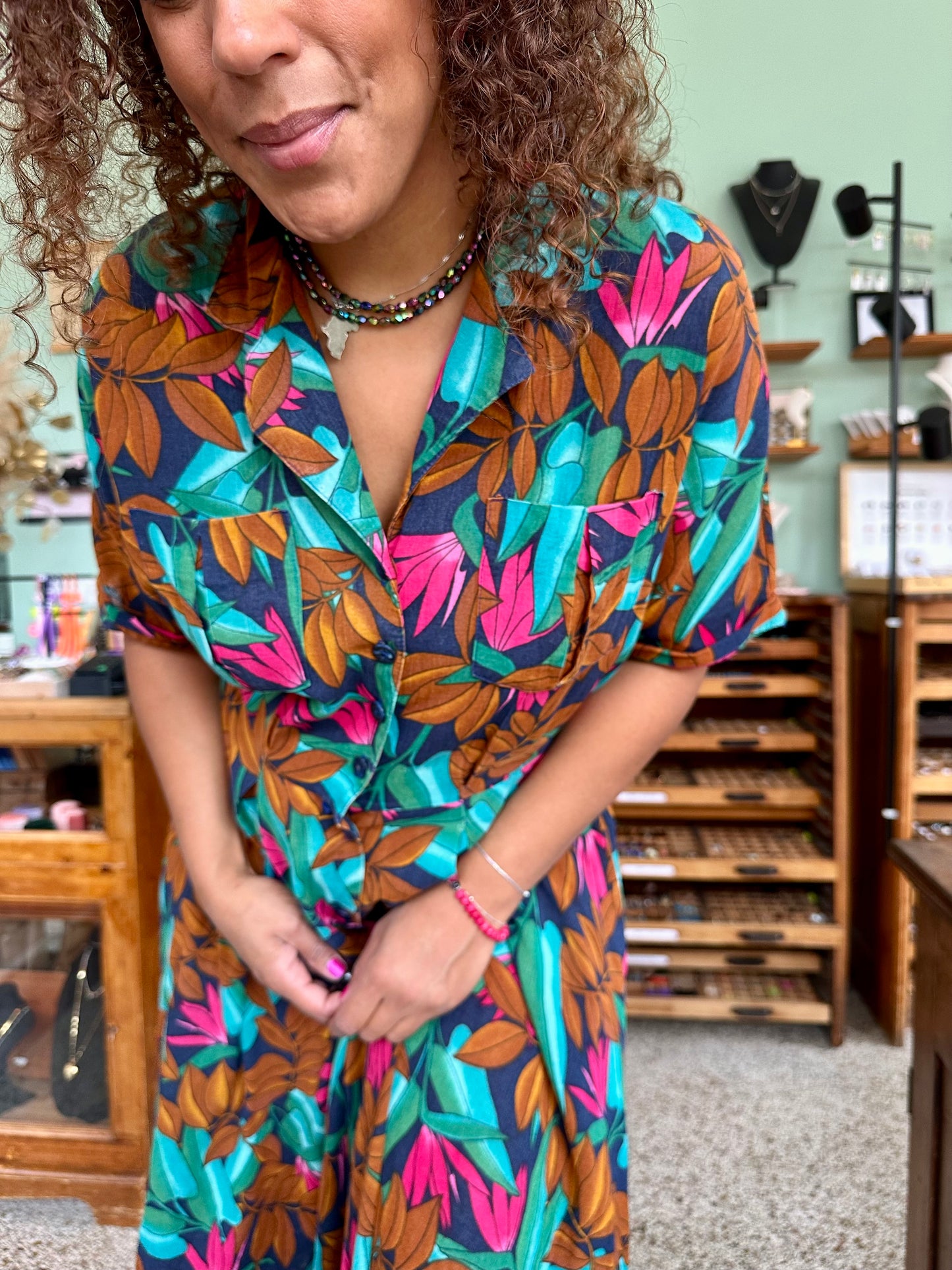 Vintage maximum botanical jurk - XL