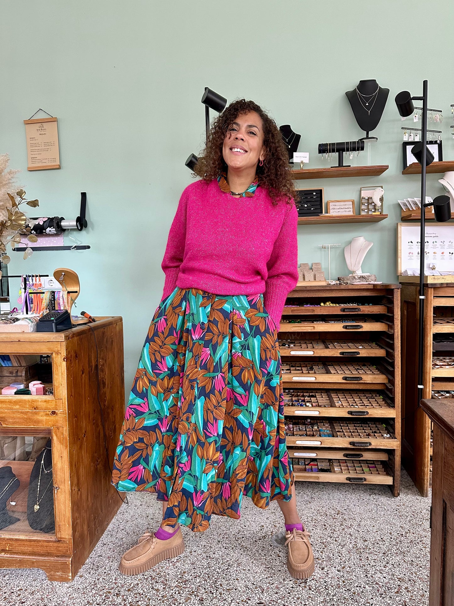 Vintage maximum botanical jurk - XL
