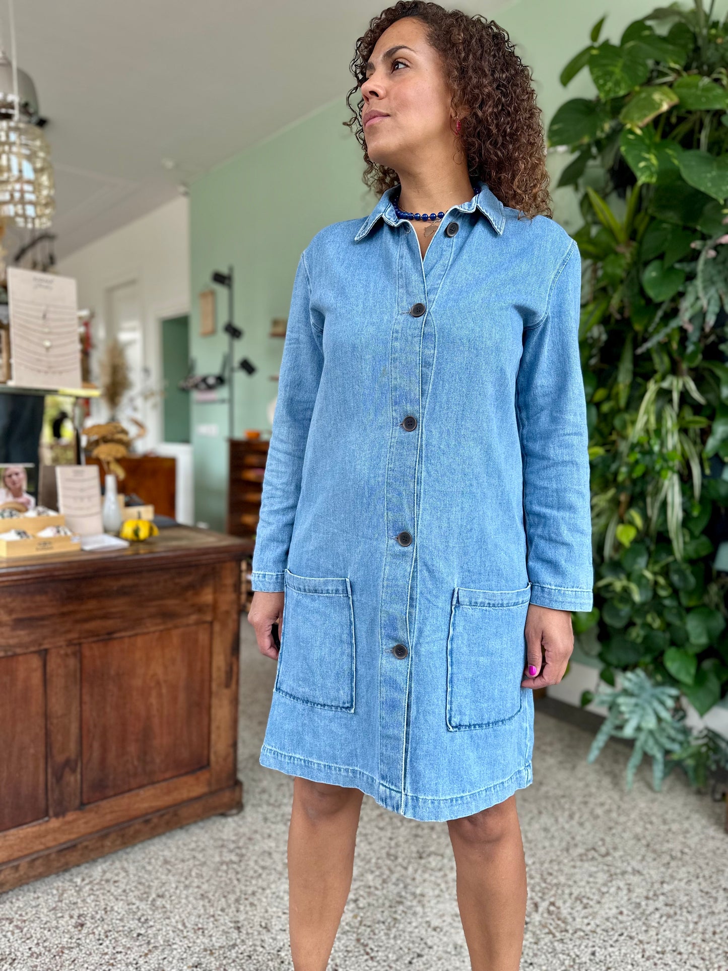 Vintage denim mini jurk -  M/L