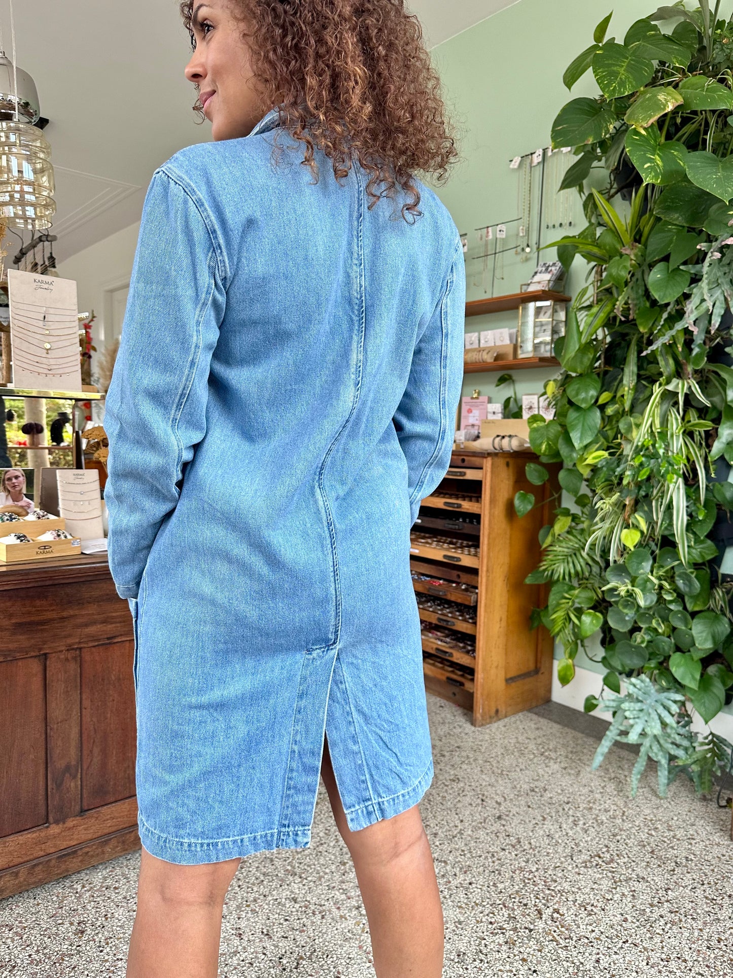 Vintage denim mini jurk -  M/L