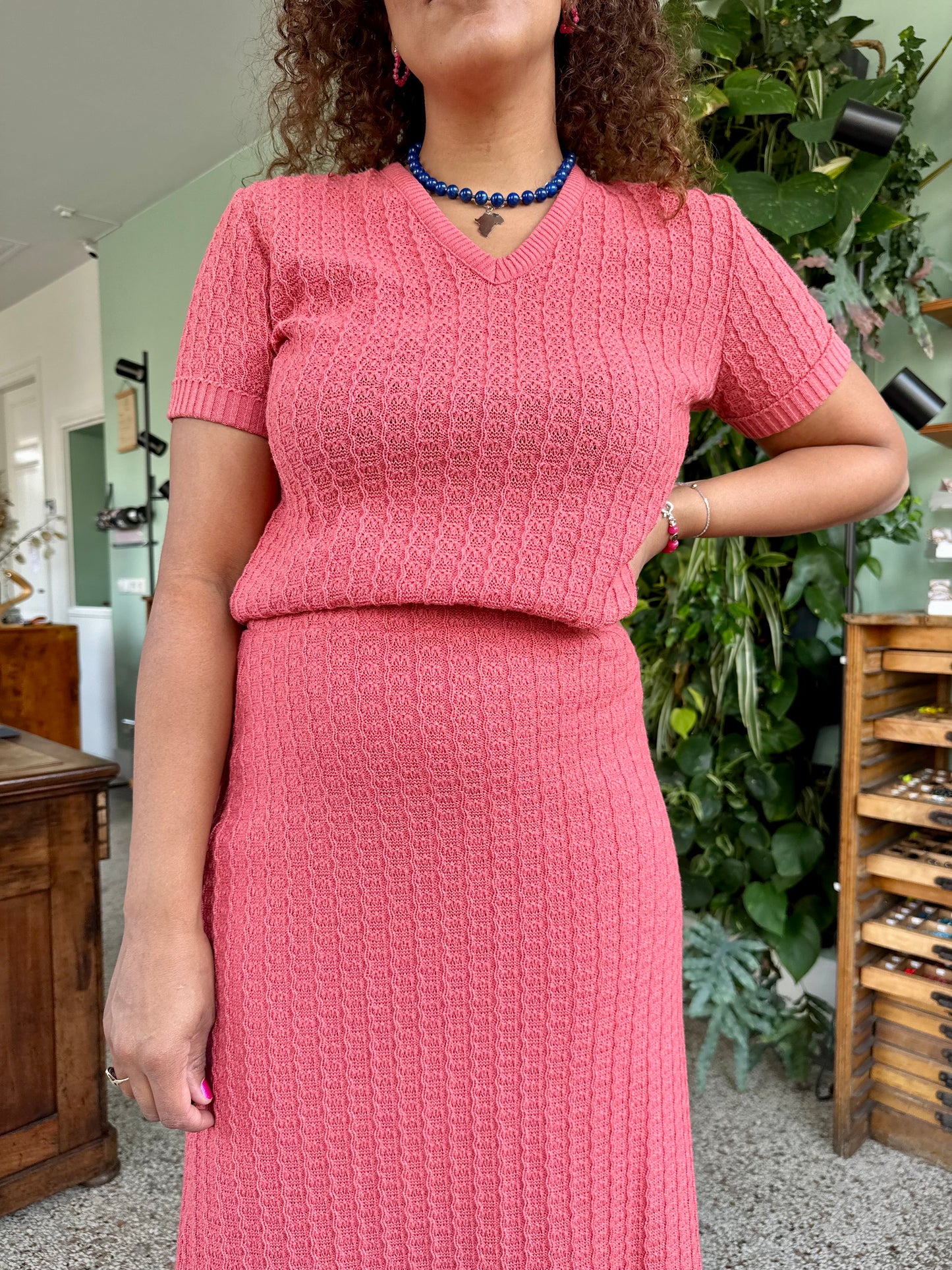 Vintage gebreide two piece set - M