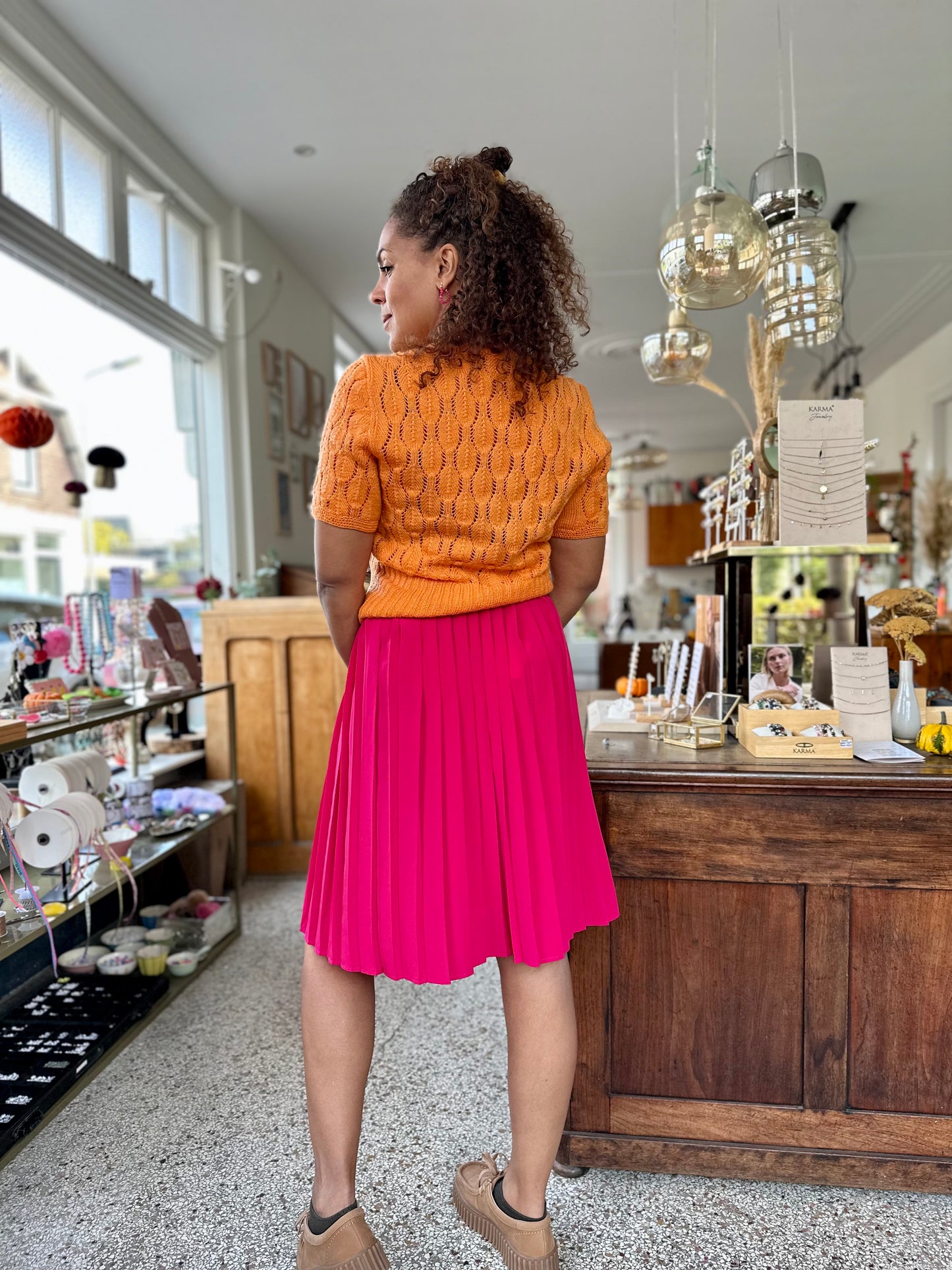 Vintage fuchsia plooirok - S/M