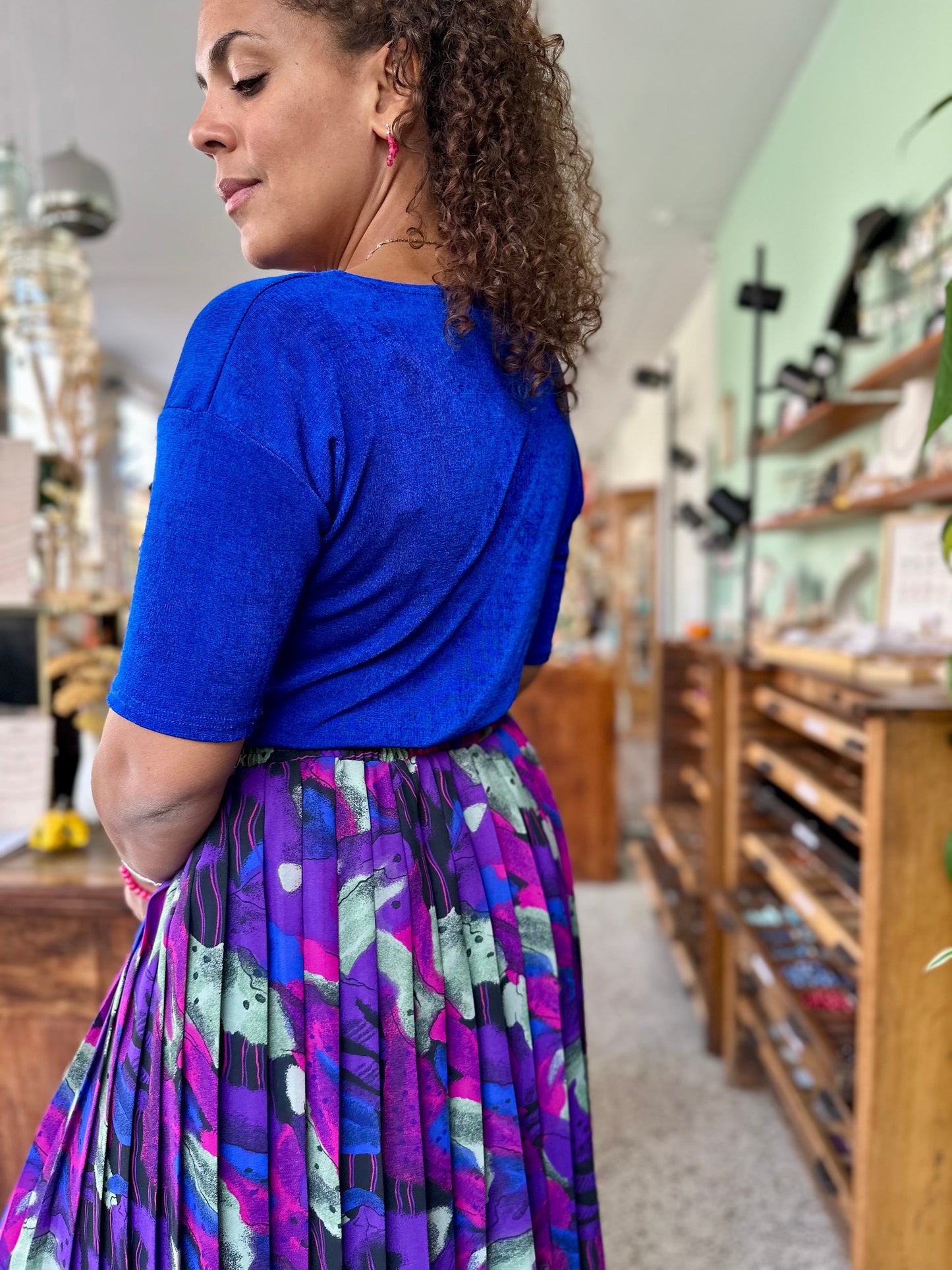 Vintage kobaltblauwe sparkle top