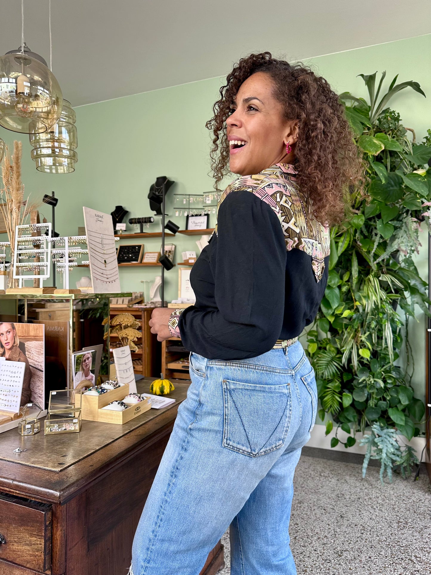 Vintage cropped aztek blouse - M