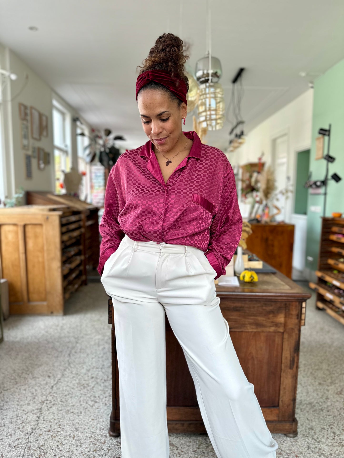 Vintage burgondy blouse - XL