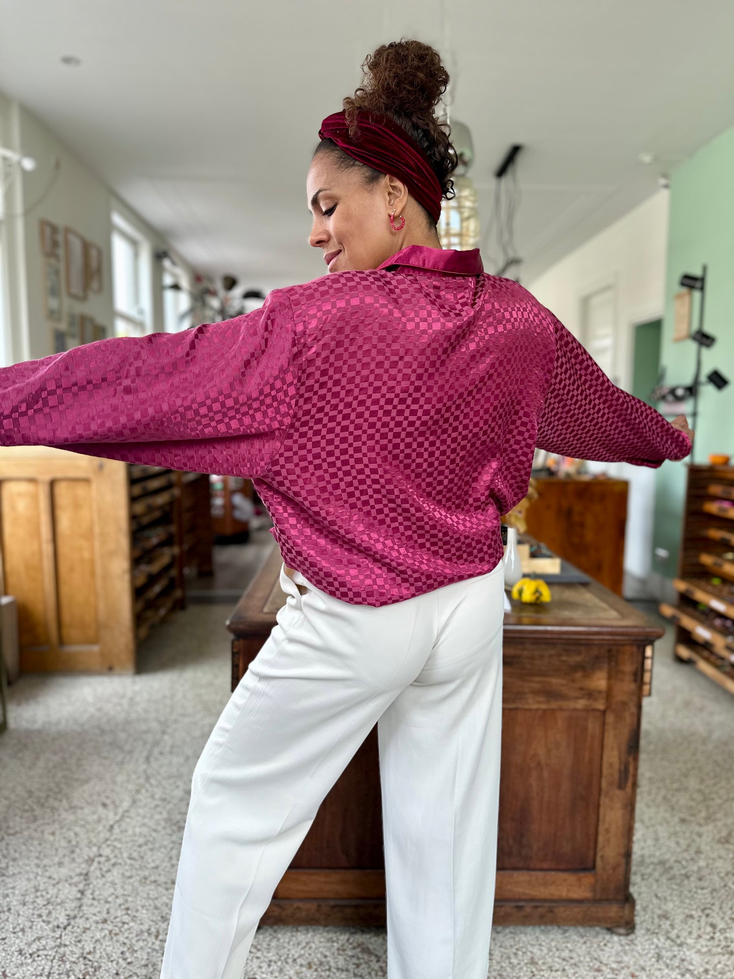 Vintage burgondy blouse - XL