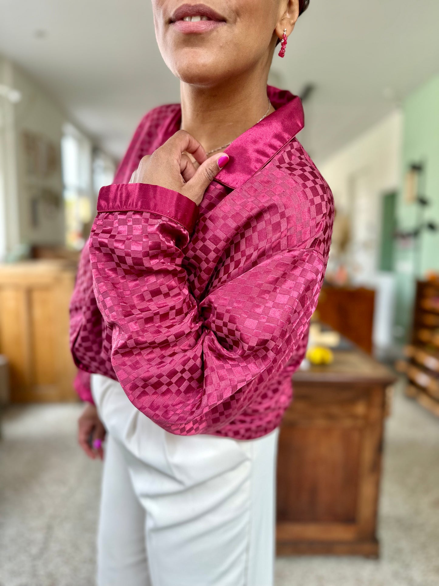 Vintage burgondy blouse - XL