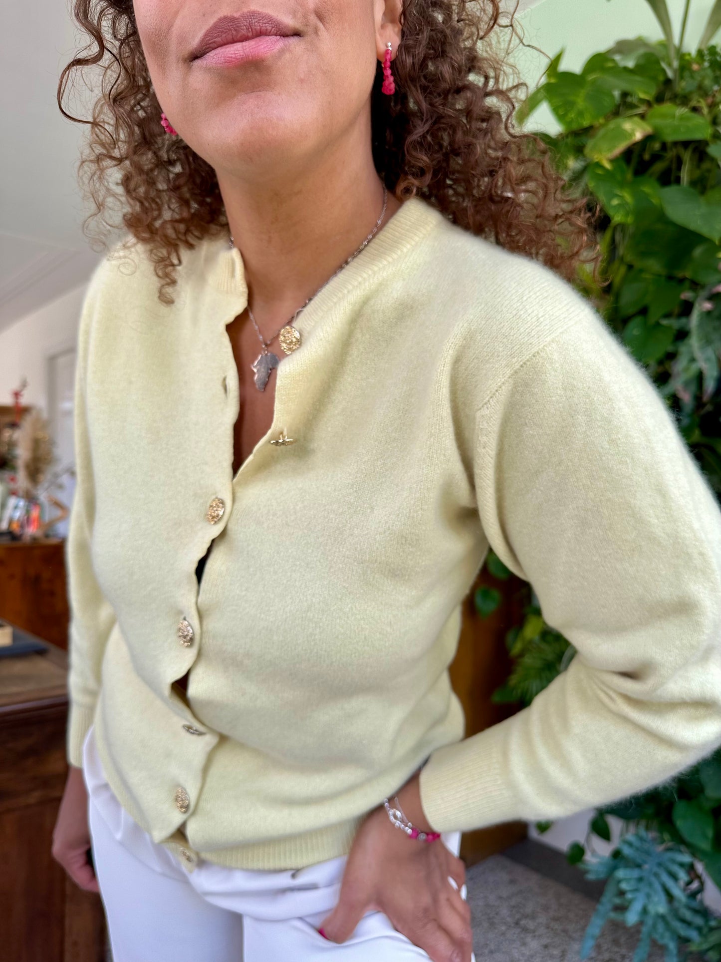Vintage cashmere vest in pastelgeel -  S/M