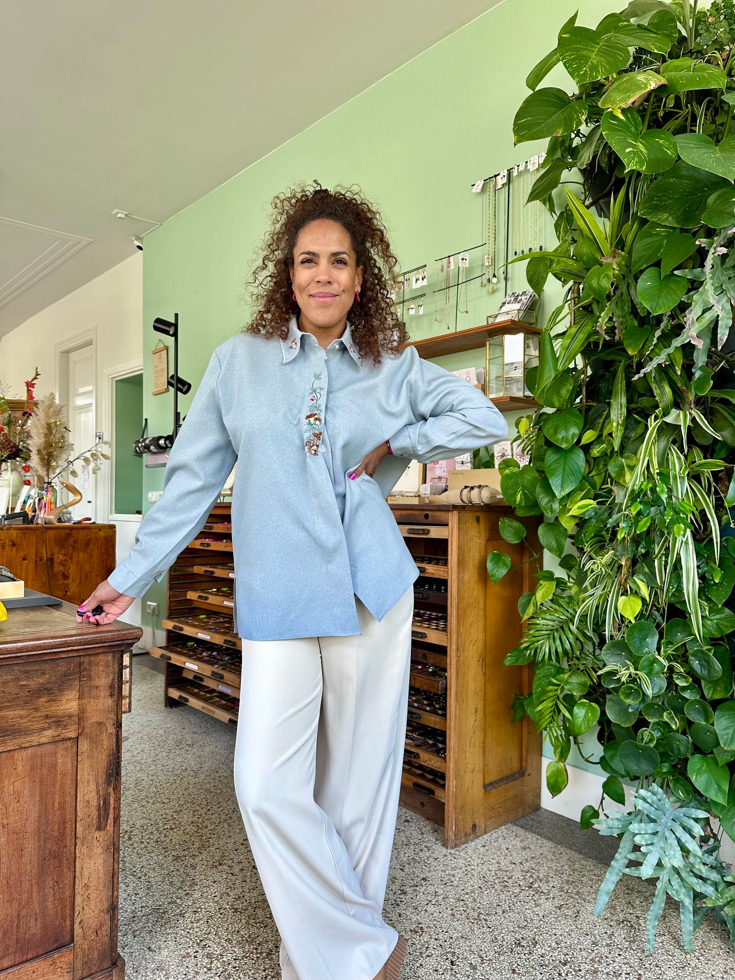 Vintage paddenstoelen blouse