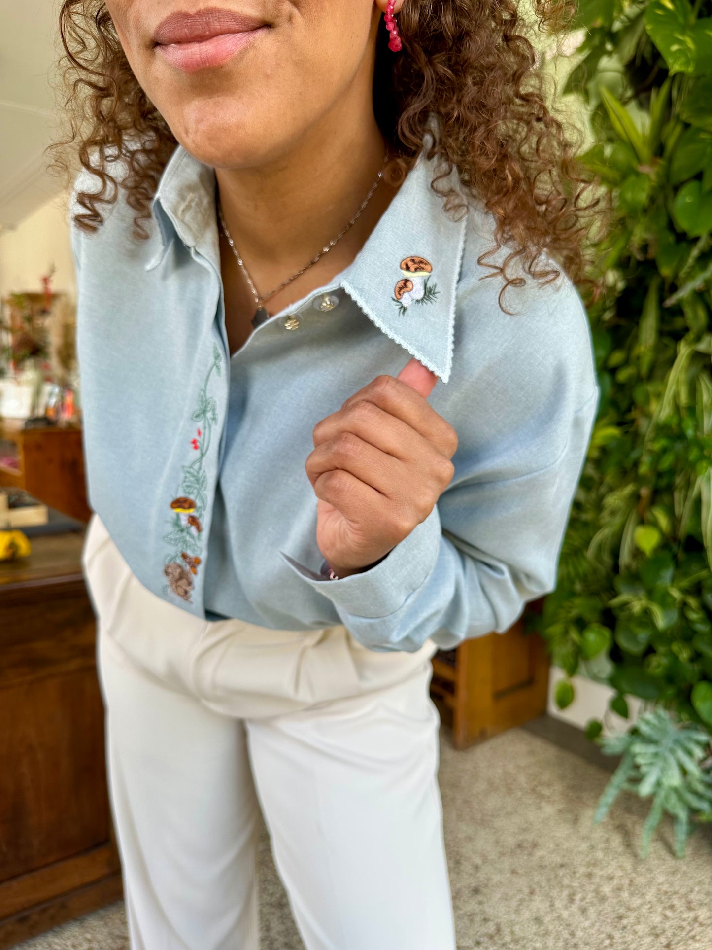 Vintage paddenstoelen blouse