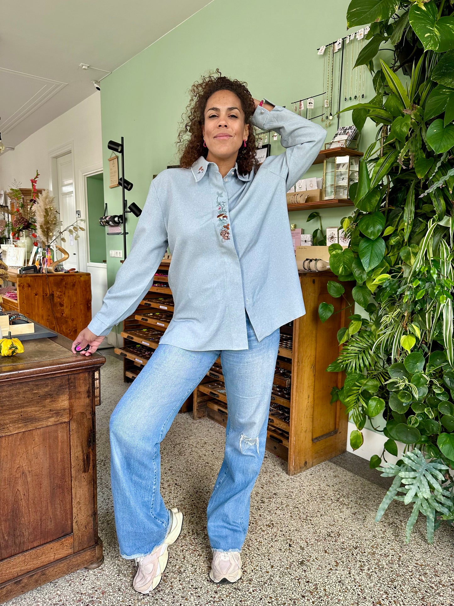 Vintage paddenstoelen blouse