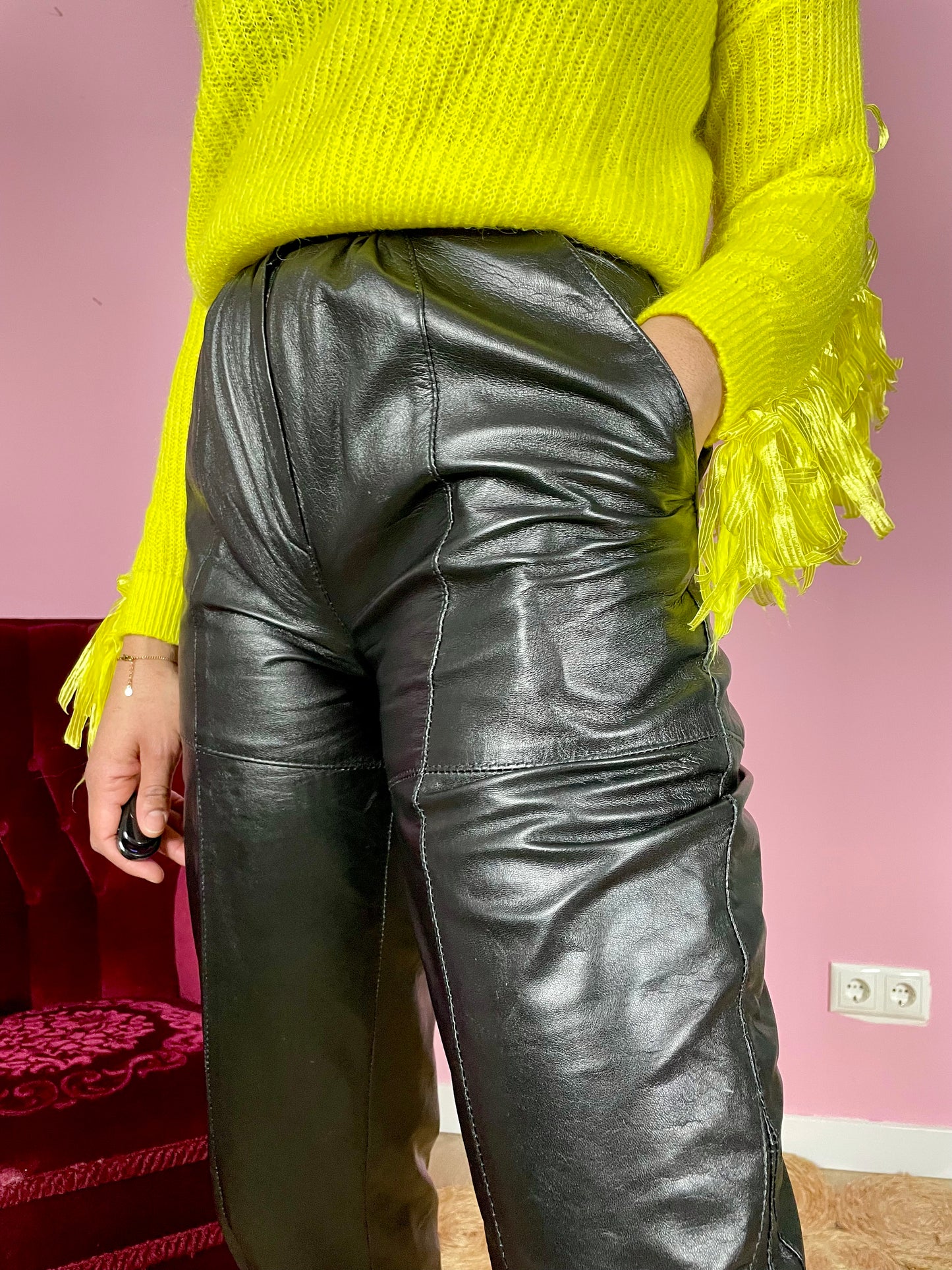 Vintage black leather pants