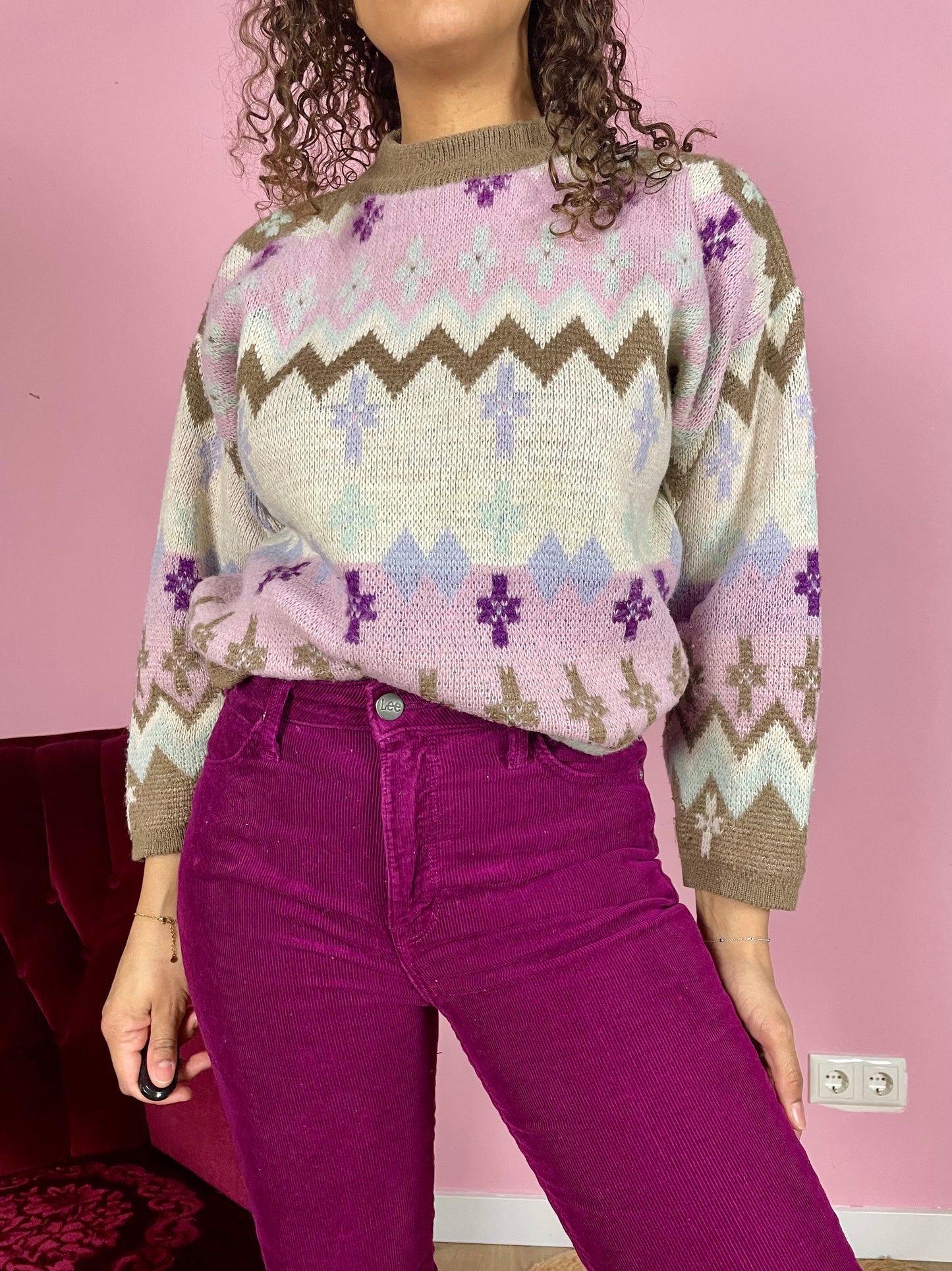 Vintage sweater met pasteltinten