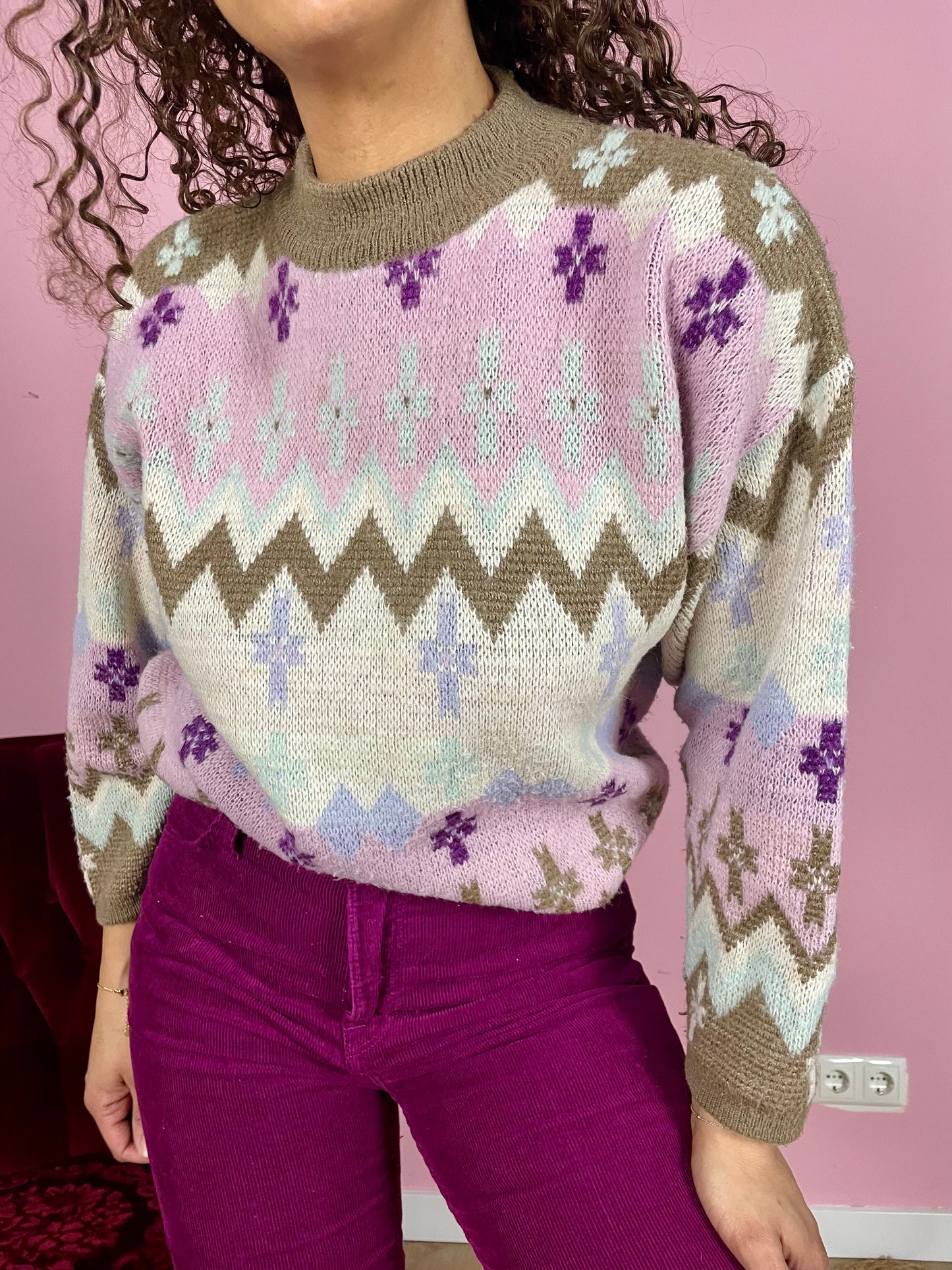 Vintage sweater met pasteltinten