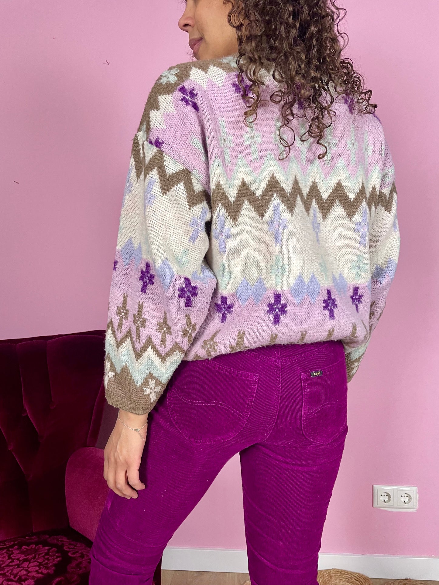 Vintage sweater met pasteltinten