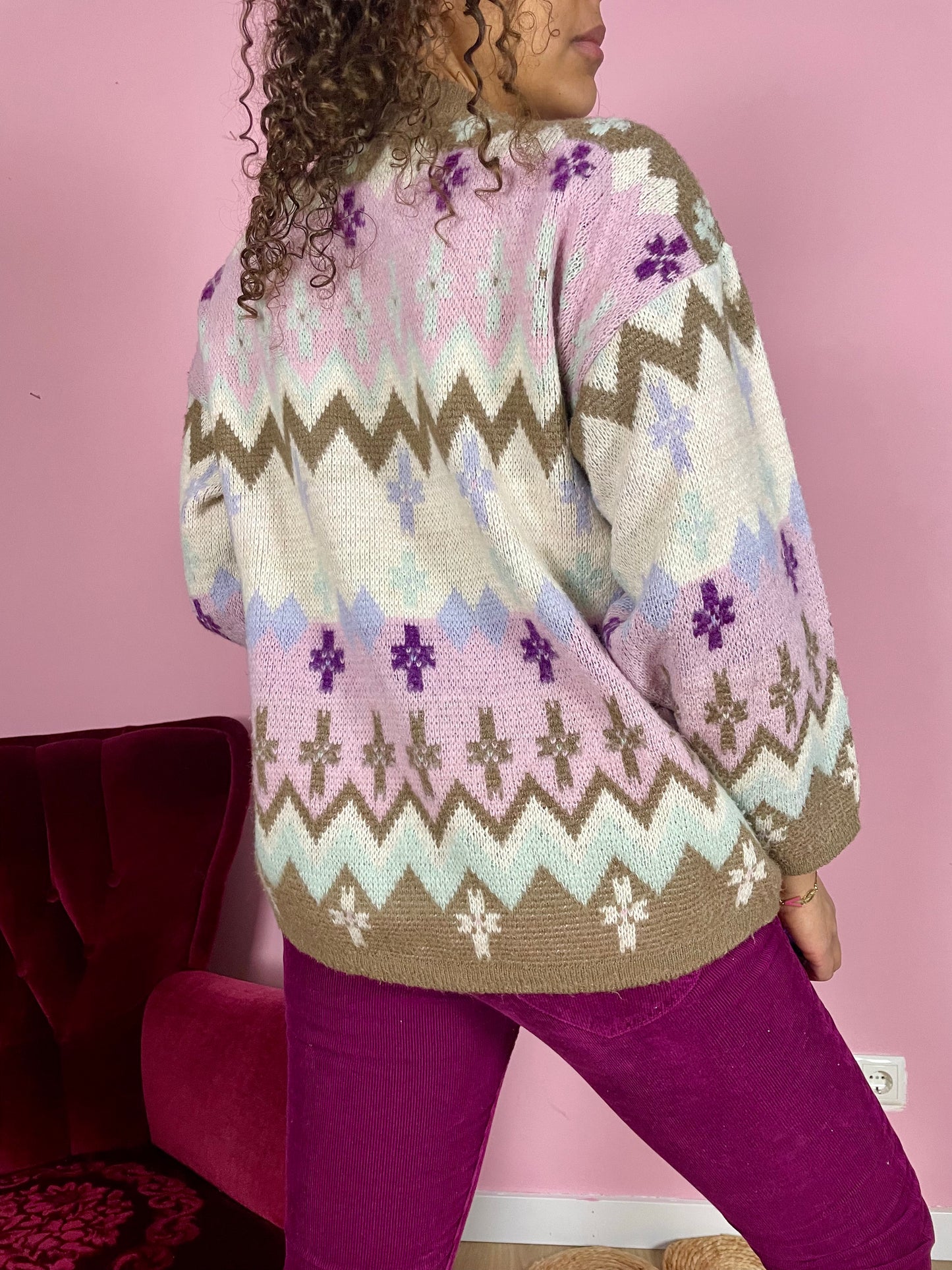 Vintage sweater met pasteltinten