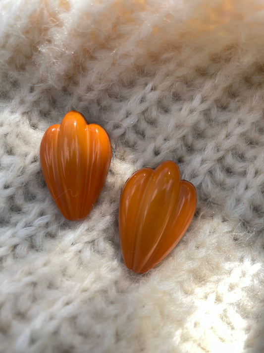 Vintage oranje clip-on oorbellen