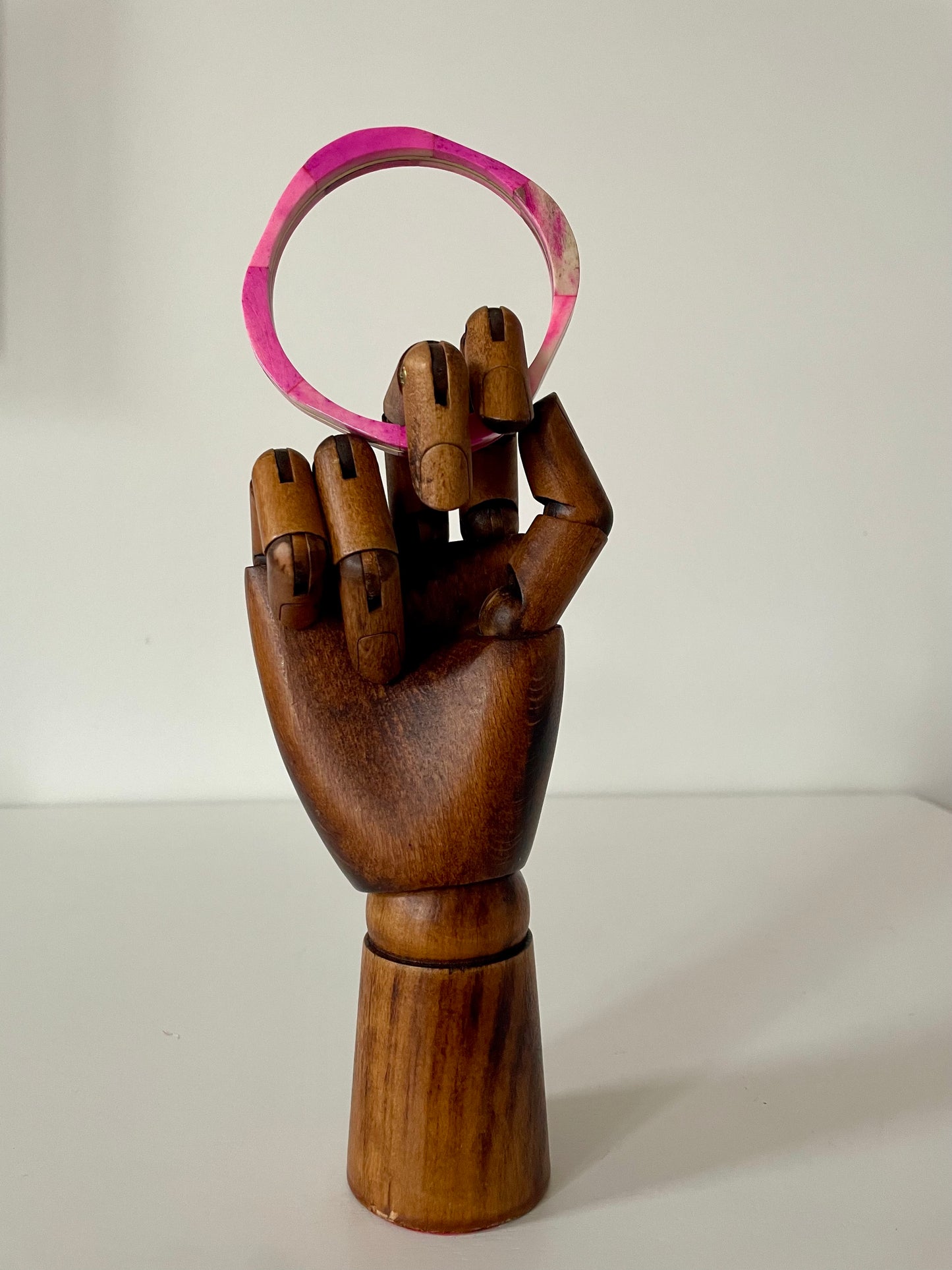 Vintage vierkante bone bangle roze