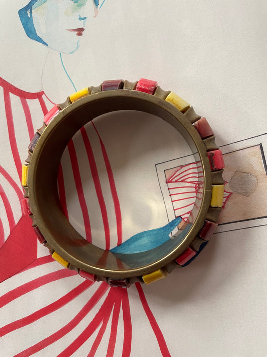 Vintage messing colored bone bangle