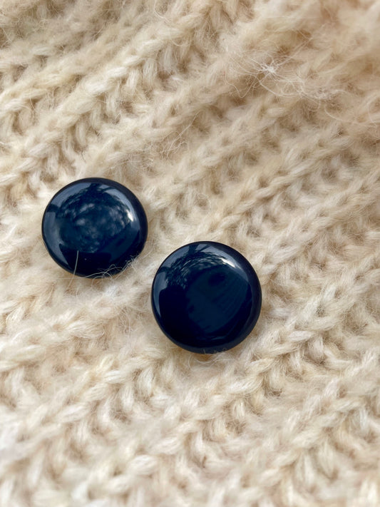 Vintage navy clip-oorbellen