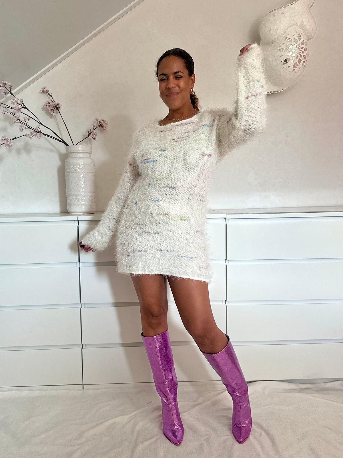 Vintage fluffy lange trui uit de 80's - XL