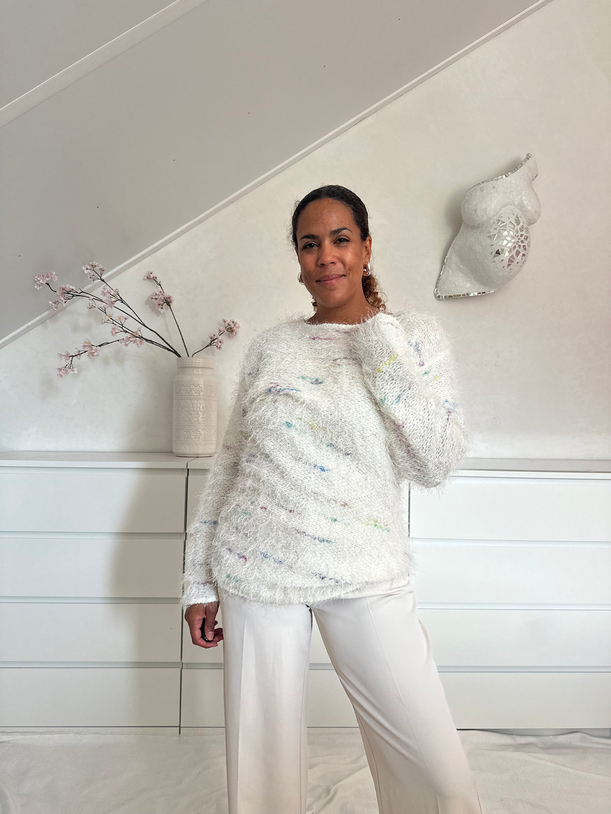 Vintage fluffy lange trui uit de 80's - XL