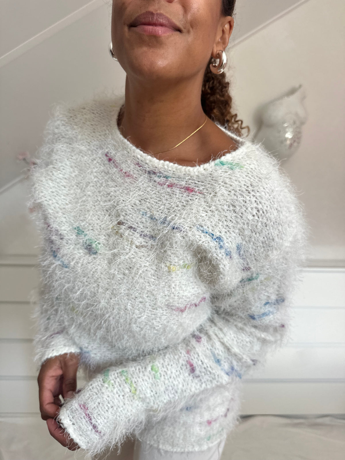 Vintage fluffy lange trui uit de 80's - XL
