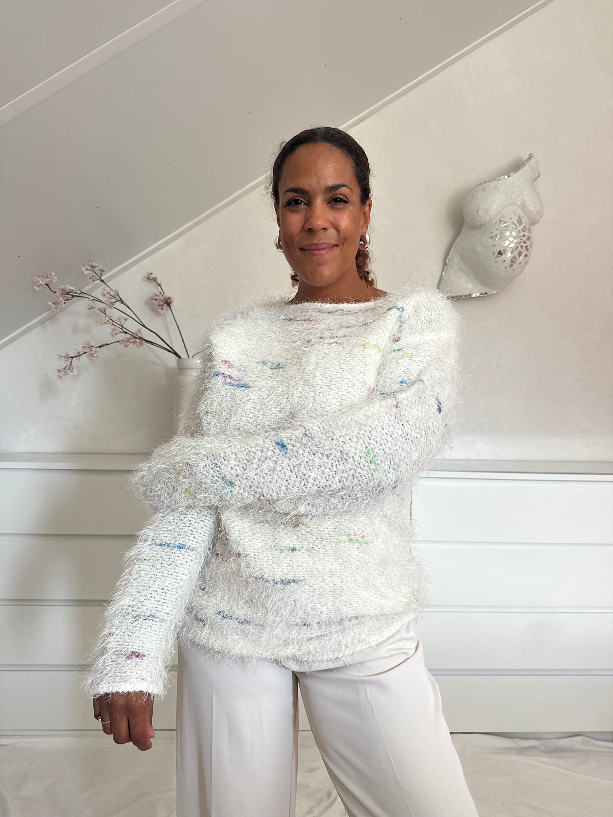 Vintage fluffy lange trui uit de 80's - XL