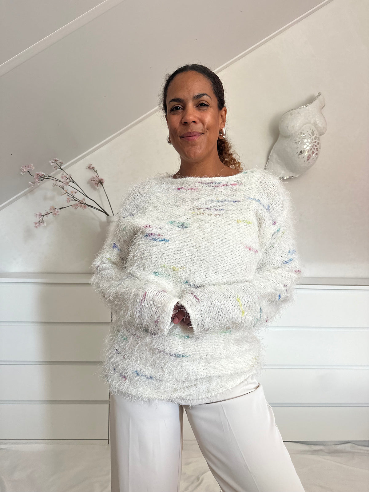 Vintage fluffy lange trui uit de 80's - XL