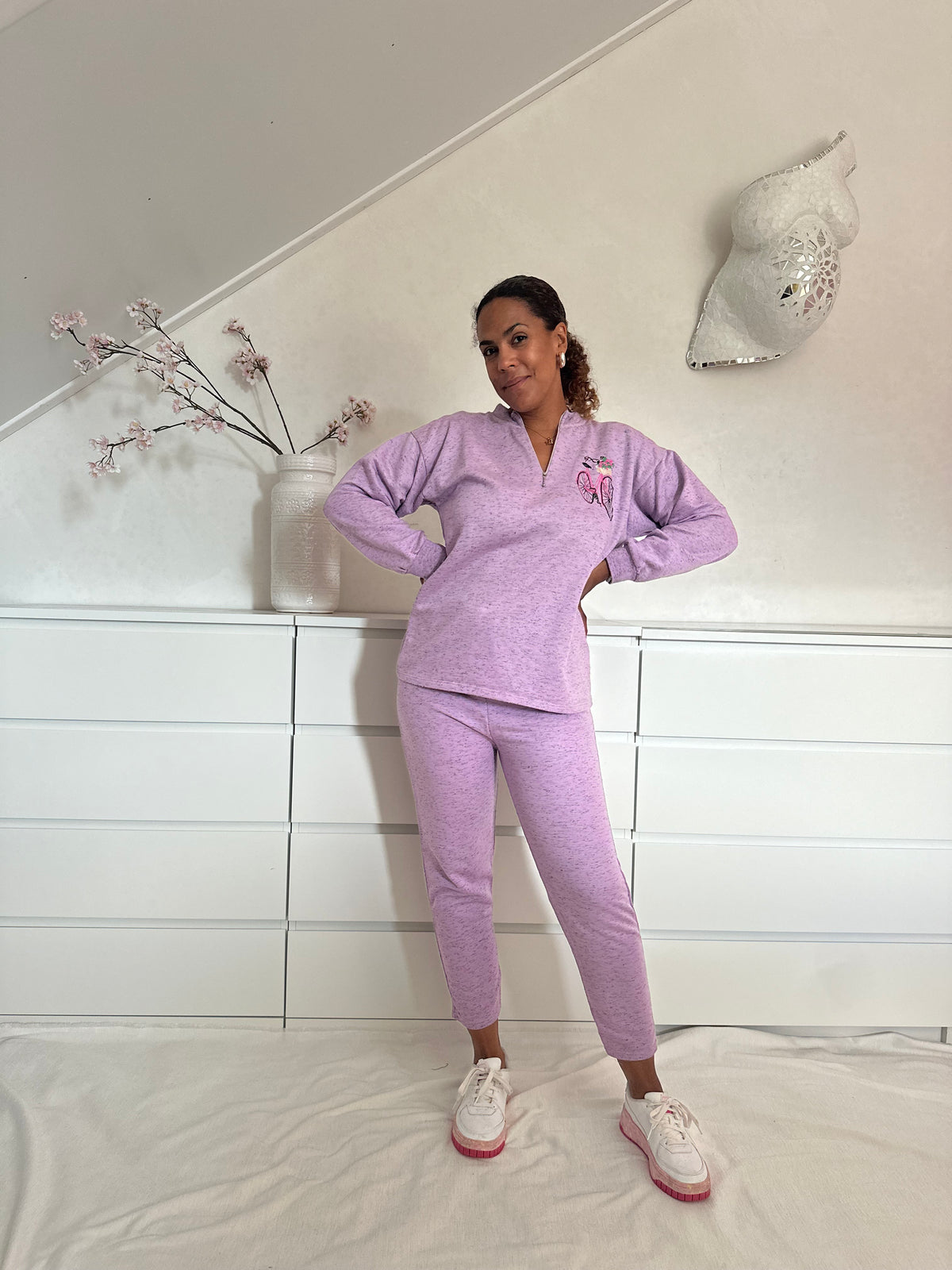 Vintage lila set - joggingbroek en trui - S/M