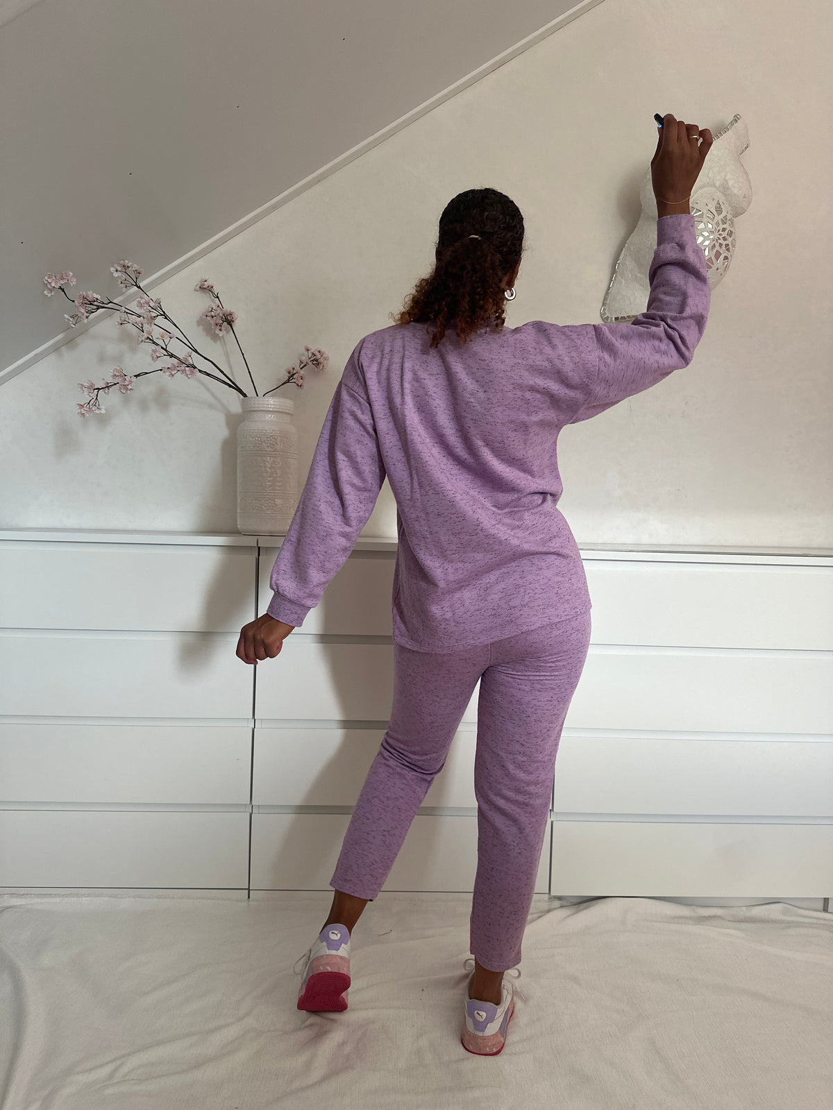 Vintage lila set - joggingbroek en trui - S/M