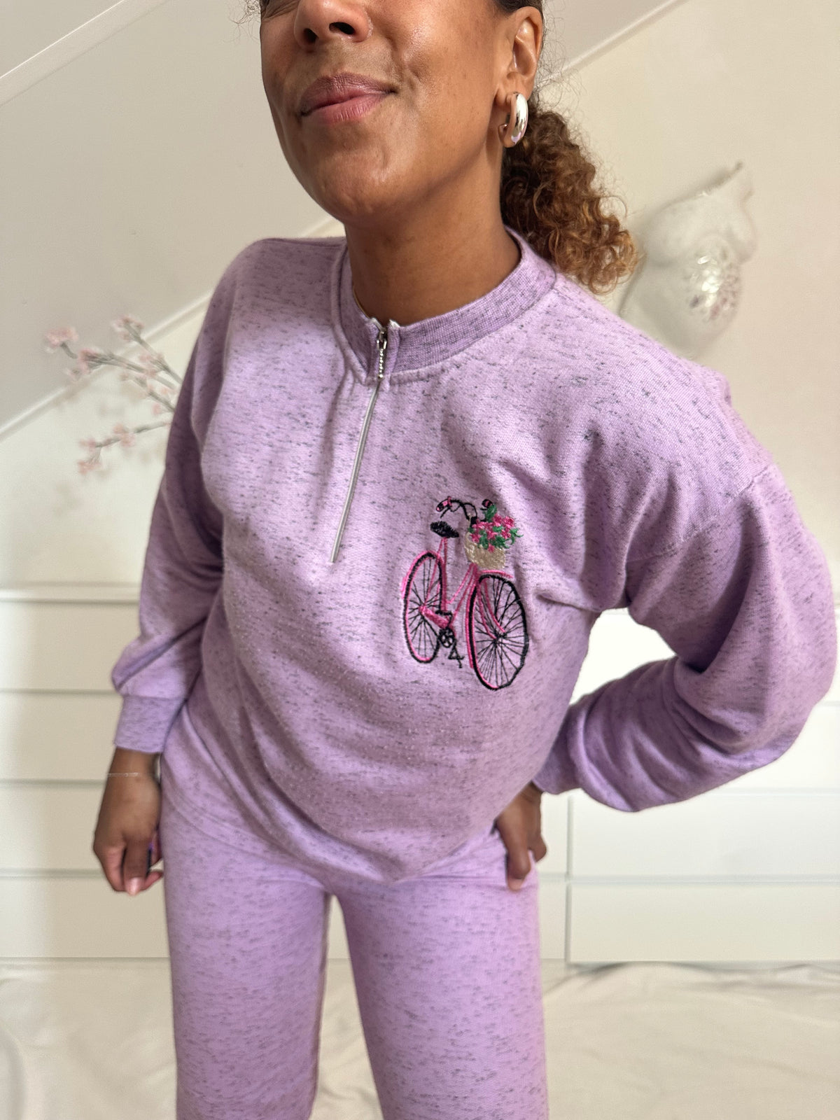 Vintage lila set - joggingbroek en trui - S/M