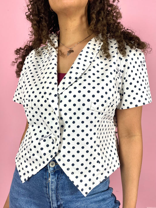 Vintage polka dot cropped blouse