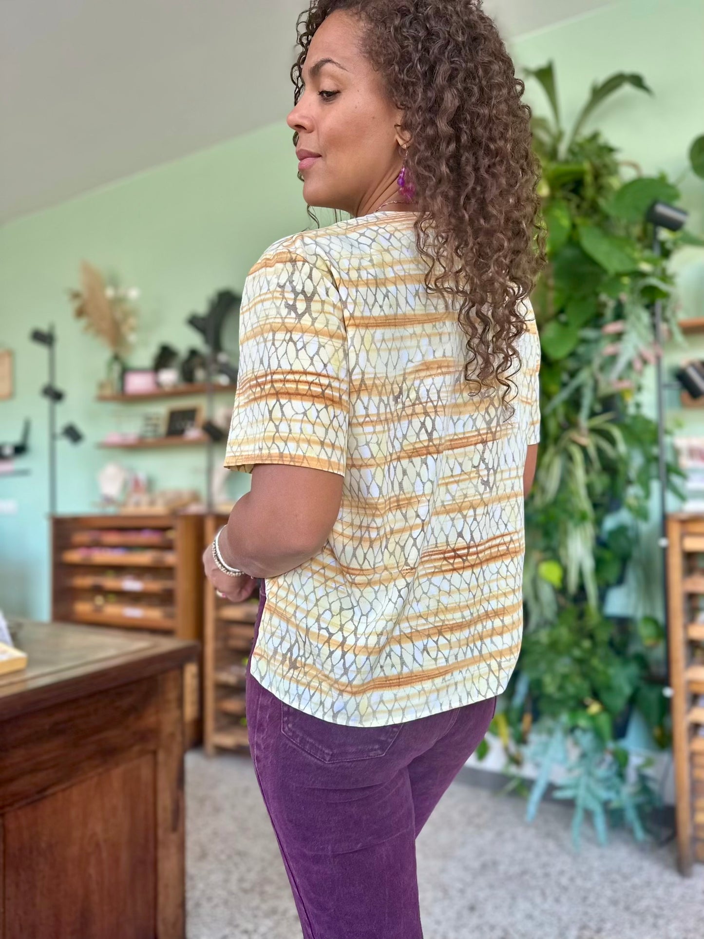 Vintage slangenprint blouse M-L