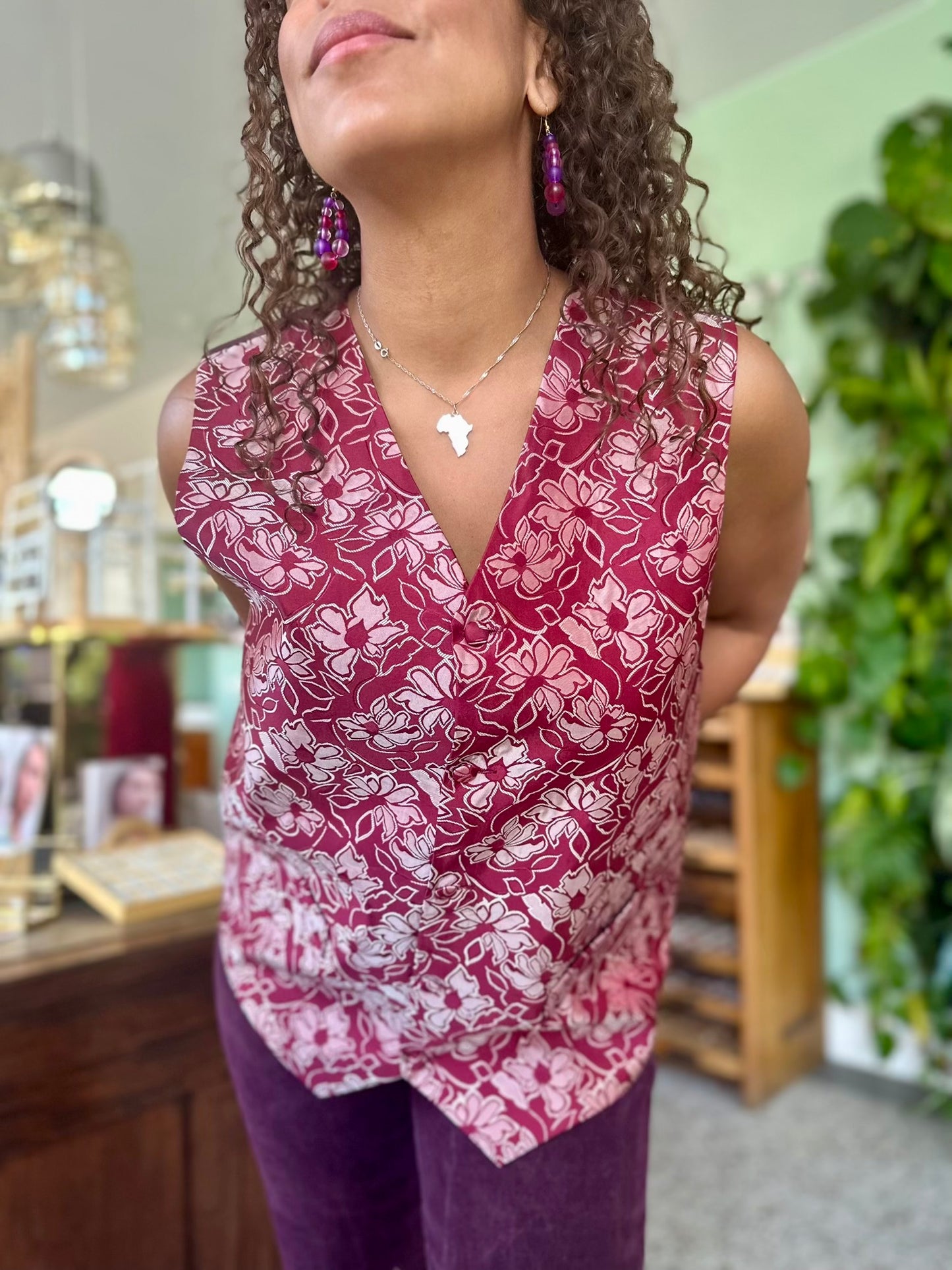 Vintage burgundy waistcoat - plus size