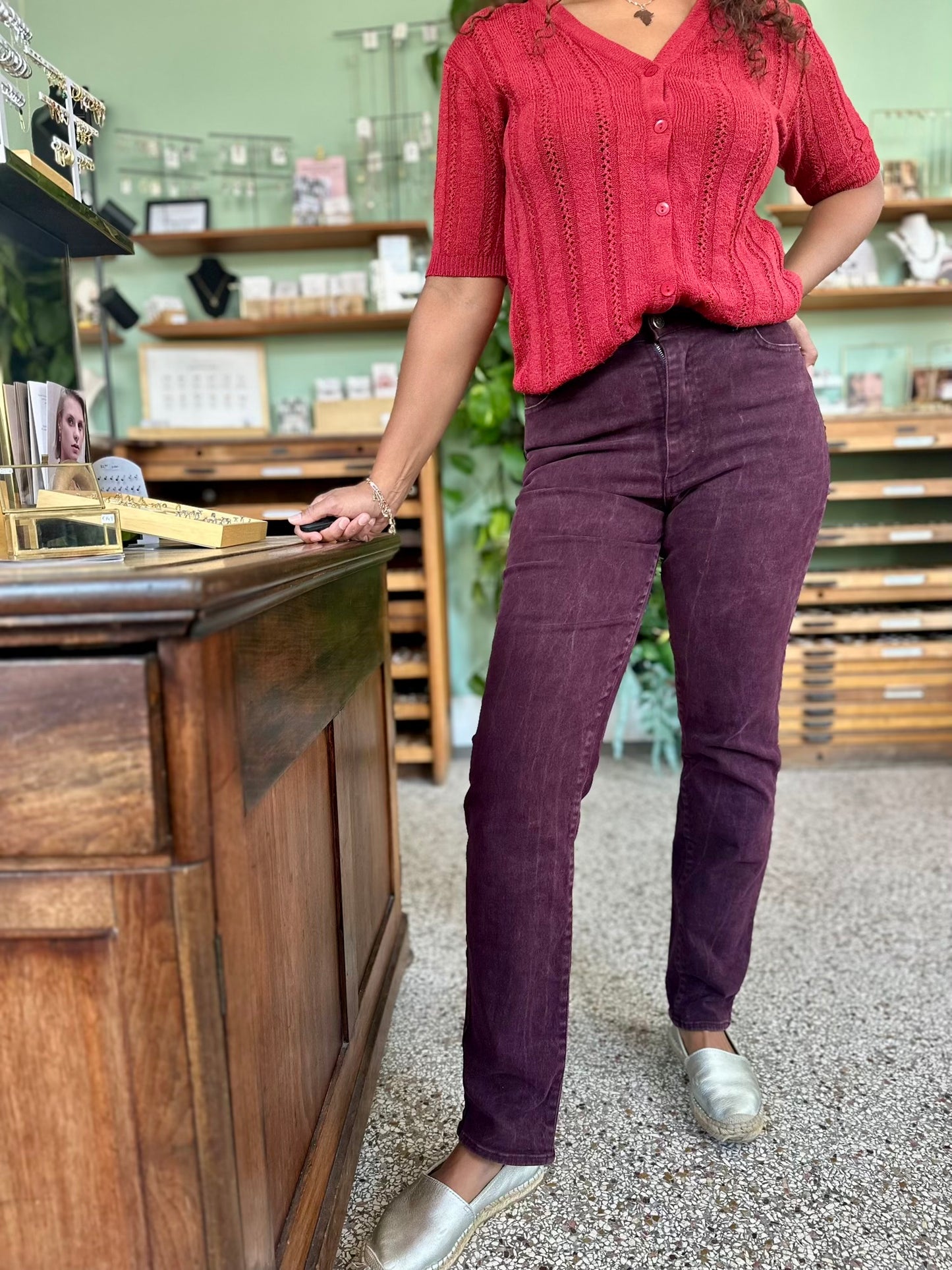Vintage burgundy stretch jeans - S-M