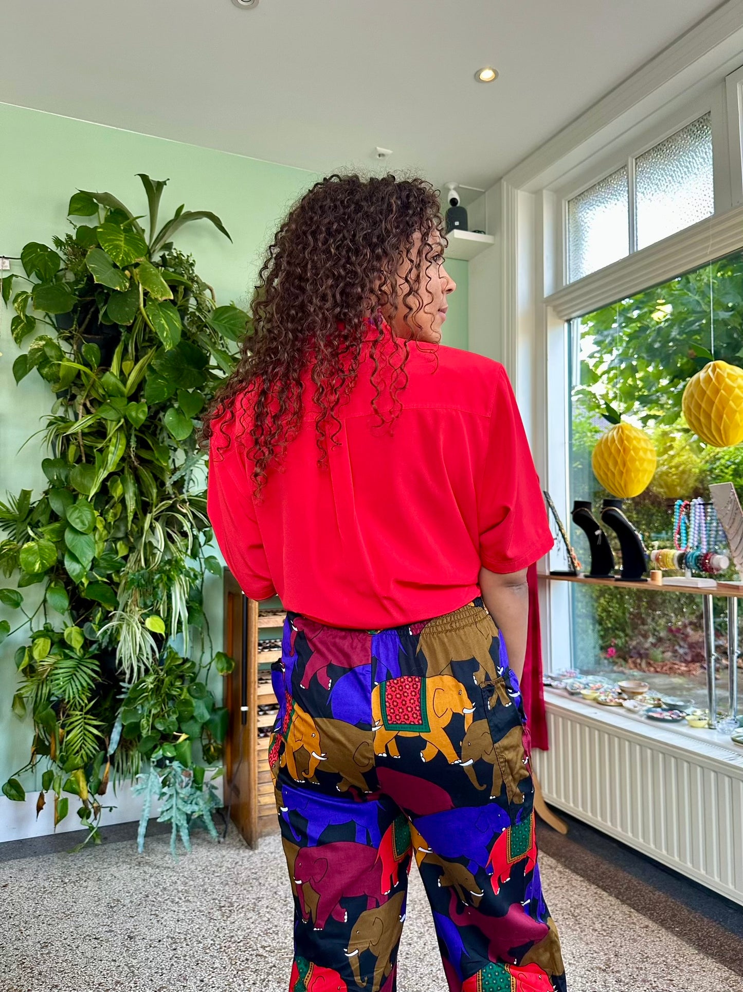 Vintage katoenen broek met olifantjes - M-L