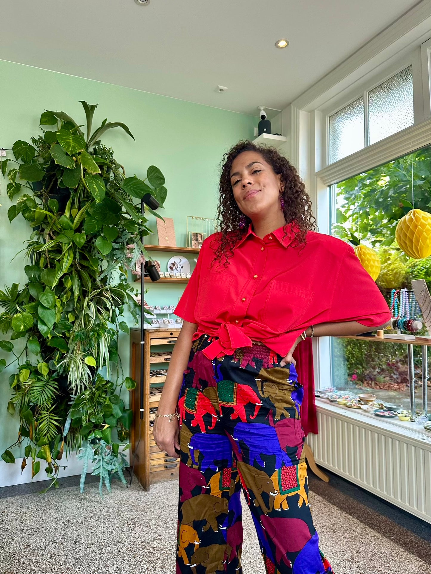 Vintage knalrode blouse - XXL