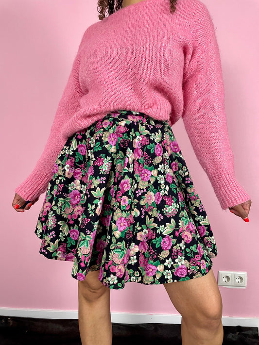 Vintage cotton floral mini rok