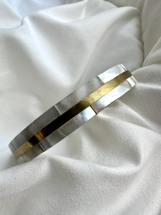 Vintage messing parelmoer bangle