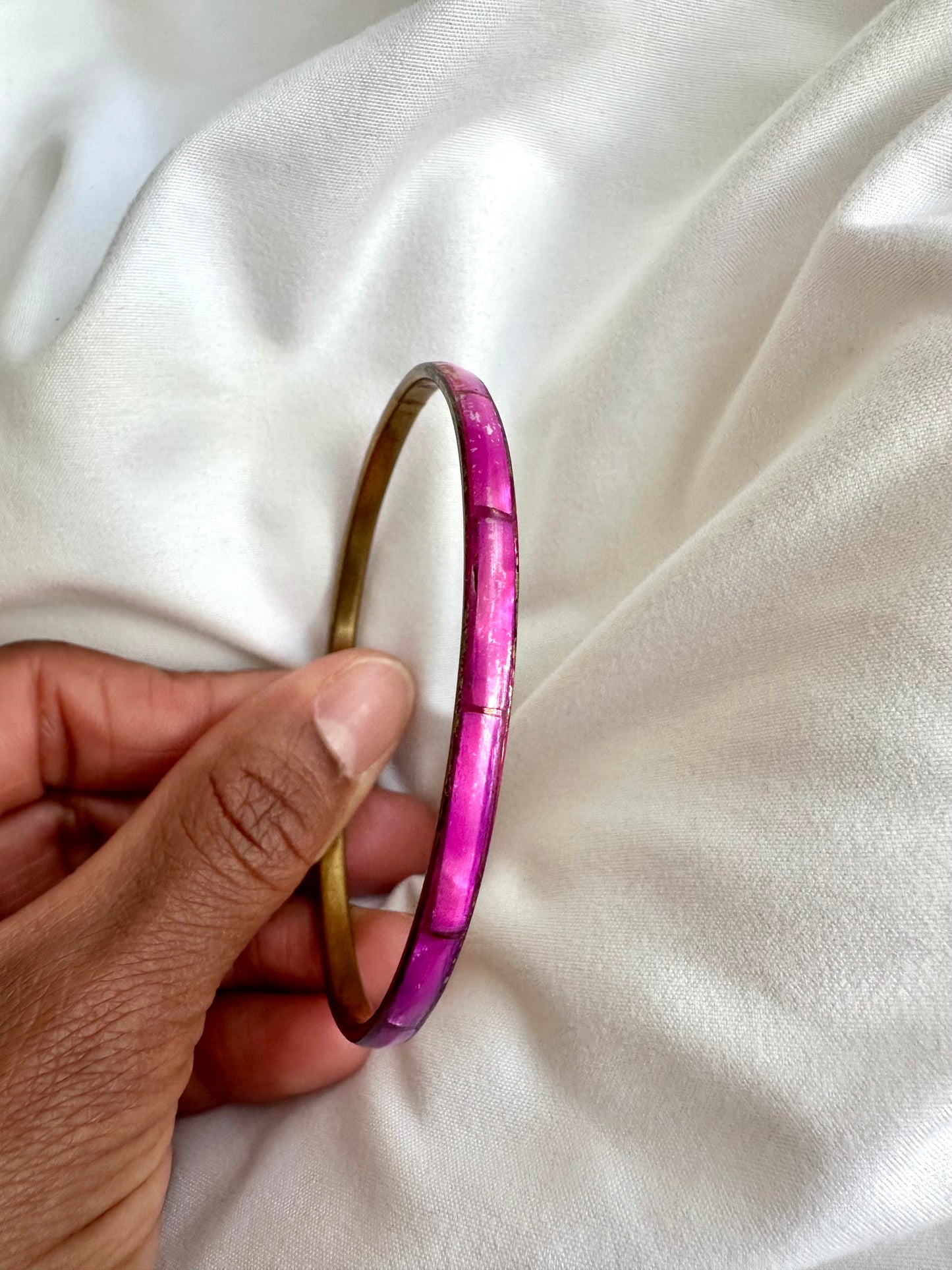 Vintage roze messing bone bangle