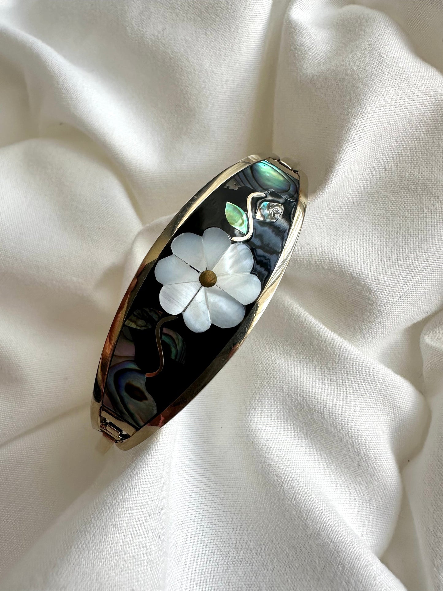 Vintage zulverkleurige mozaiek armband
