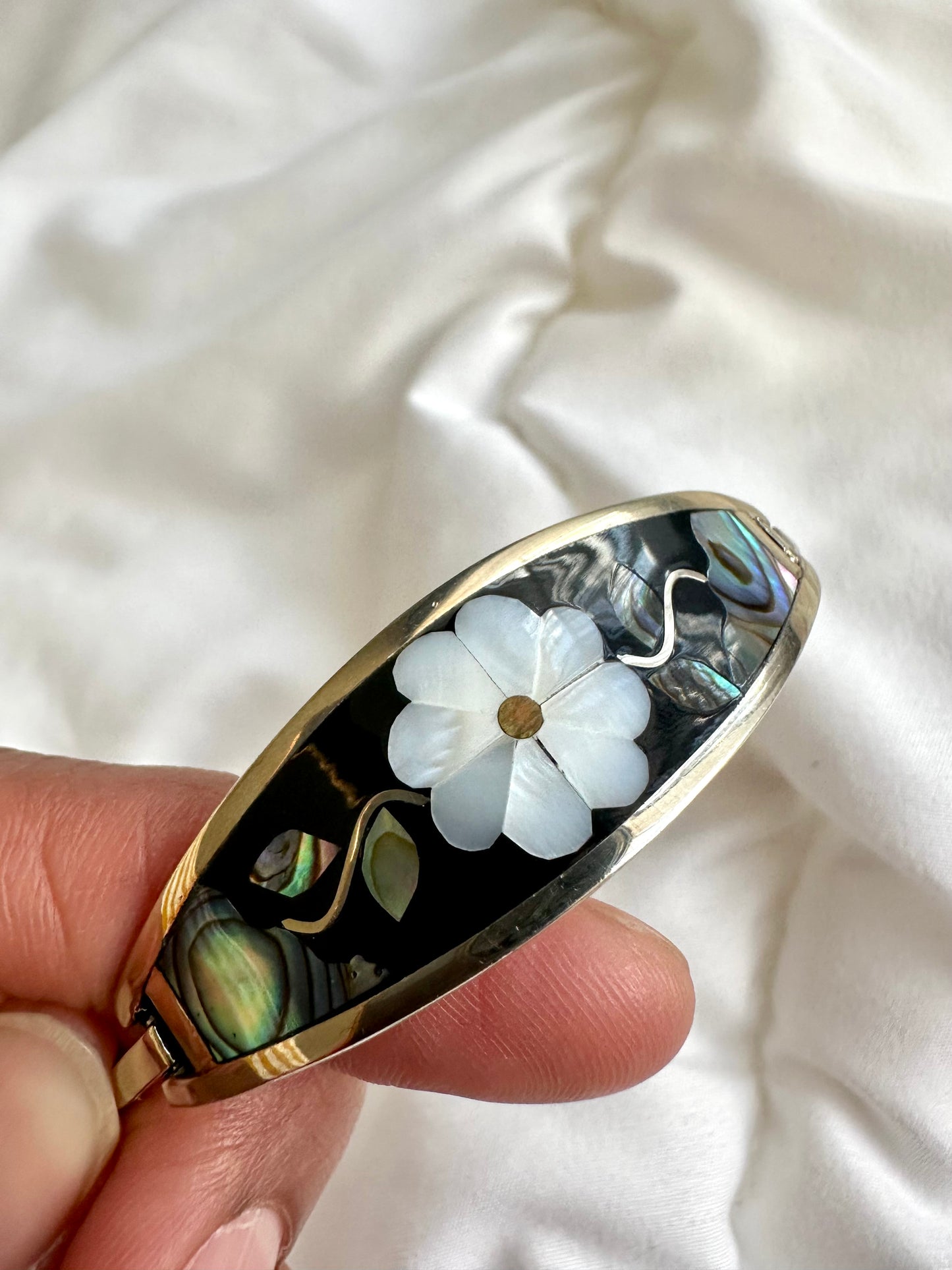 Vintage zulverkleurige mozaiek armband
