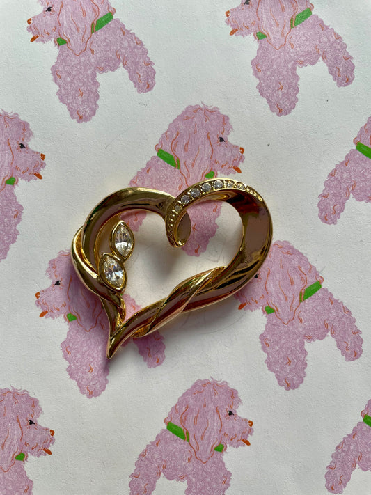 Vergulde hartjes broche