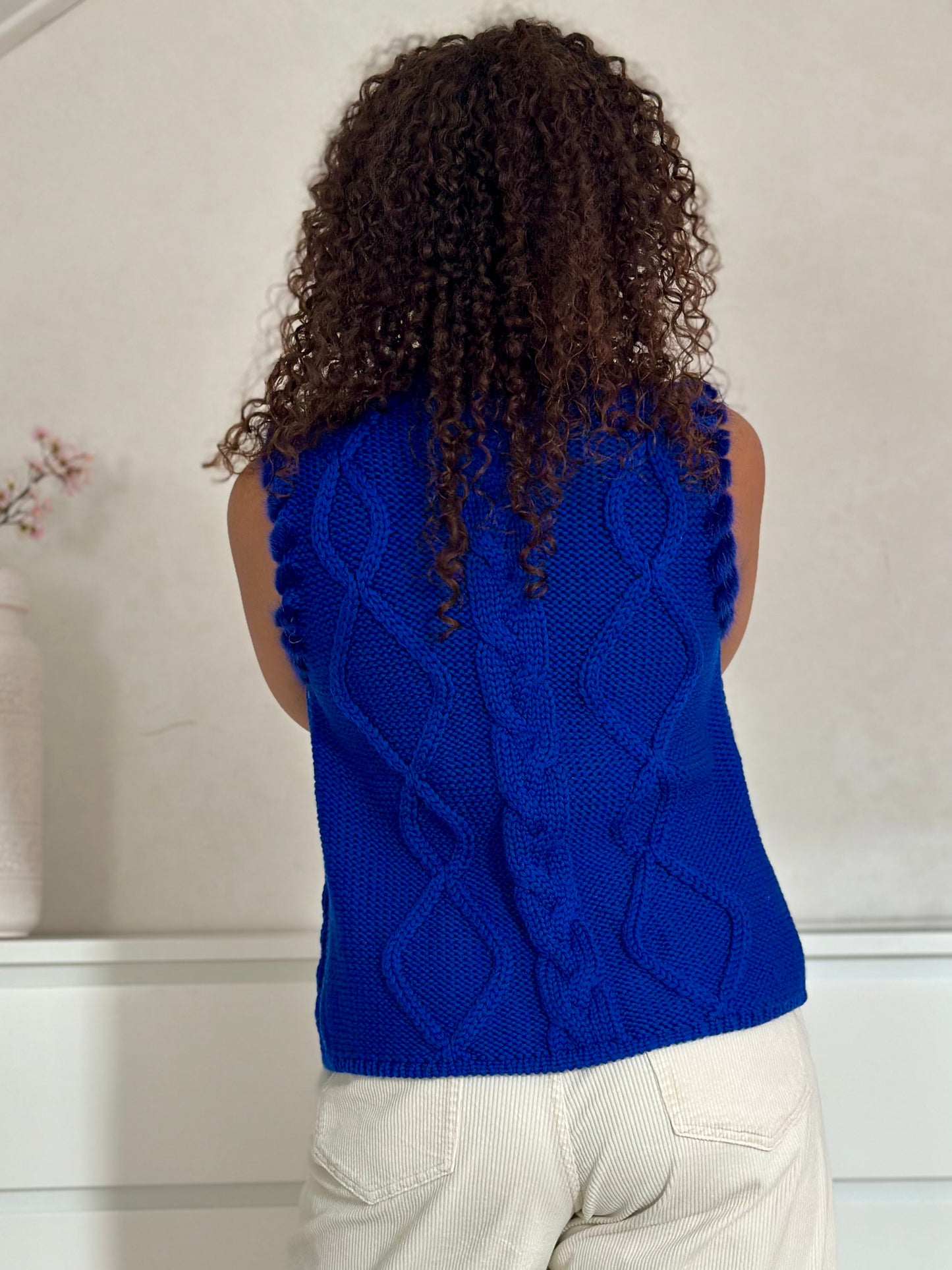 Vintage koningsblauw faux fur vestje - S/M