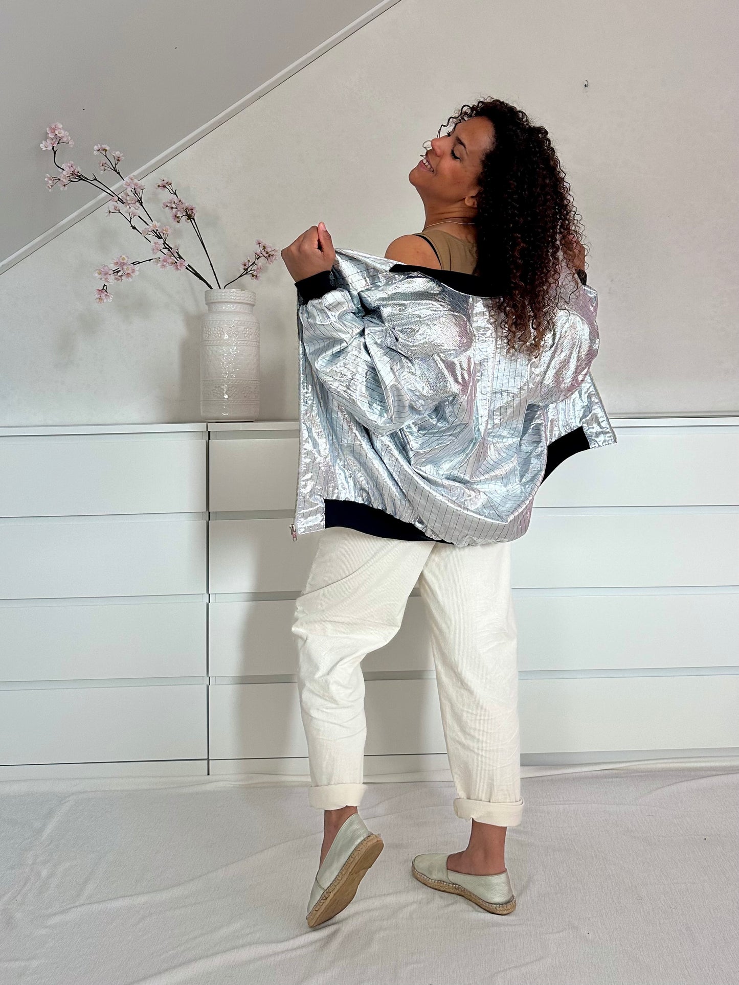 Vintage zilveren festival-proof bomber - XL/XXL